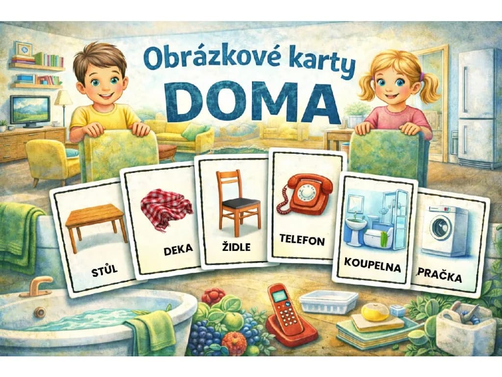 Obrázkové karty Doma pro děti — logopedické karty pro rozvoj řeči