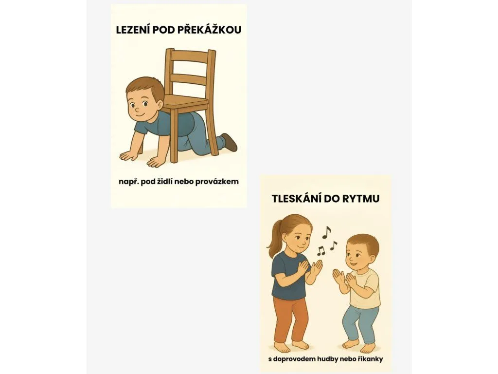Pohybové kartičky pro děti — celotělová cvičení, co je unaví a pobaví