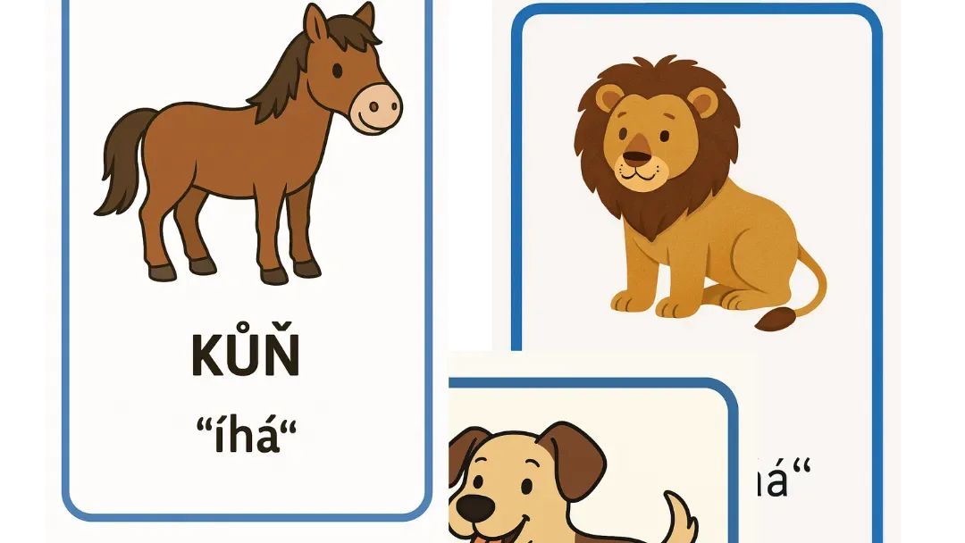Obrázkové kartičky Zvířata pro děti — logopedické karty pro rozvoj slovní zásoby