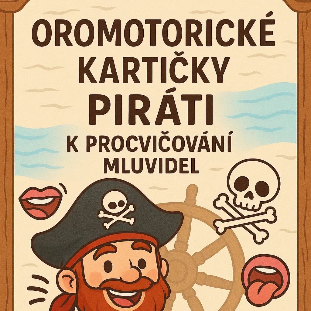 Piráti — oromotorické kartičky pro děti | cvičení jazýčku jako pirátské dobrodružství