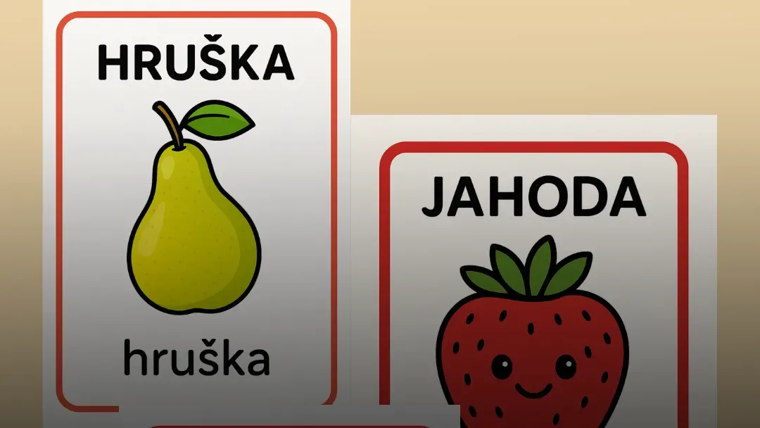 Obrázkové kartičky Ovoce pro děti — logopedické karty pro rozvoj slovní zásoby