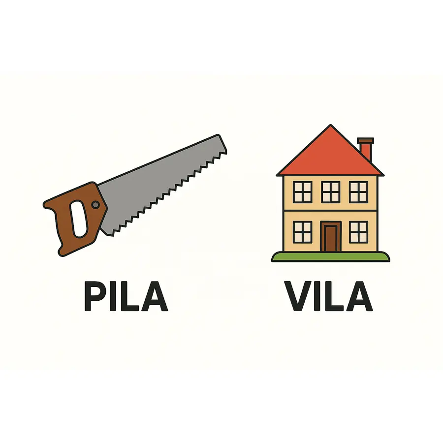 Ukázka sluchového rozlišování — dvojice Pila a Vila z Kompletní rozmlouvací sady